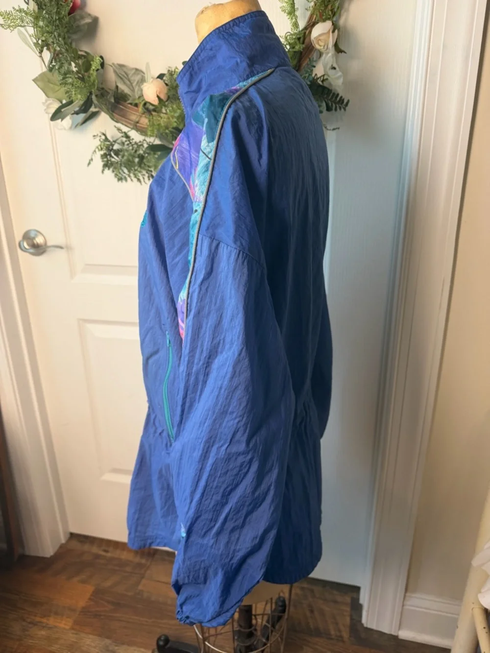 VINTAGE Reebok Jacket Womens Small, Blue Green Windbreaker retro, 1990s - Picture 5 of 9